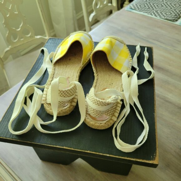 J. Crew D'Orsay lace-up espadrilles Yellow Tan  Style AX8398 Size 6.5 - Picture 3 of 8